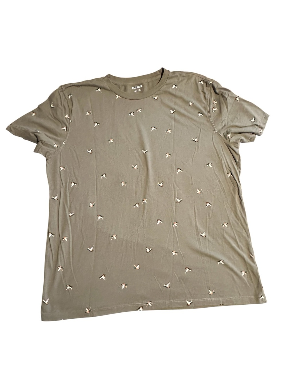 Old Navy Olive Green Duck Print T-Shirt